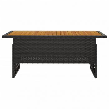 Gartentisch Schwarz 100x50x43/63 cm Akazienholz & Poly Rattan