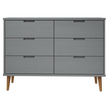 Schubladenschrank MOLDE Grau 113x40x80 cm Massivholz Kiefer