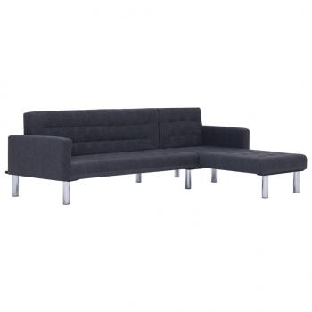 Schlafsofa in L-Form Dunkelgrau Polyester