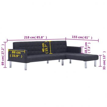 Schlafsofa in L-Form Dunkelgrau Polyester