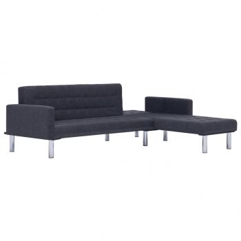 Schlafsofa in L-Form Dunkelgrau Polyester