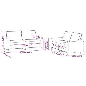 2-tlg. Sofagarnitur Creme Stoff