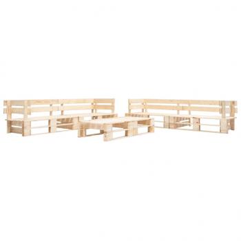 ARDEBO.de - 6-tlg. Paletten-Lounge-Set Holz Natur