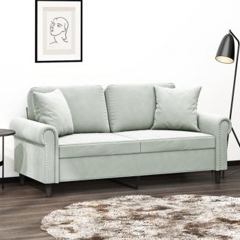 ARDEBO.de - 2-Sitzer-Sofa mit Zierkissen Hellgrau 140 cm Samt