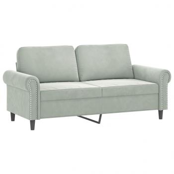 2-Sitzer-Sofa mit Zierkissen Hellgrau 140 cm Samt