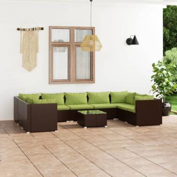 ARDEBO.de - 10-tlg. Garten-Lounge-Set mit Kissen Poly Rattan Braun