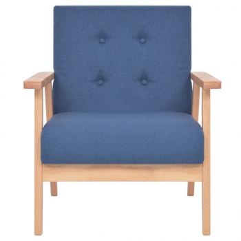 Sofagarnitur 3-tlg. Stoff Blau