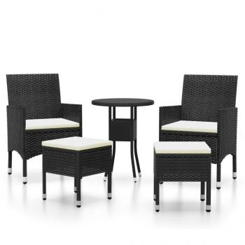 5-tlg. Garten-Lounge-Set Poly Rattan Schwarz