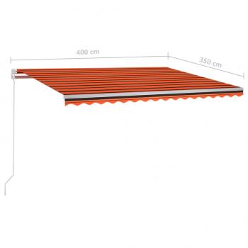 Markise Manuell Einziehbar mit LED 400x350 cm Orange und Braun