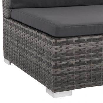 8-tlg. Garten-Lounge-Set mit Kissen Poly Rattan Grau