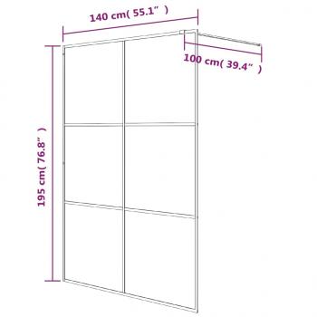 Duschwand für Begehbare Dusche Schwarz 140x195 cm Matt ESG-Glas