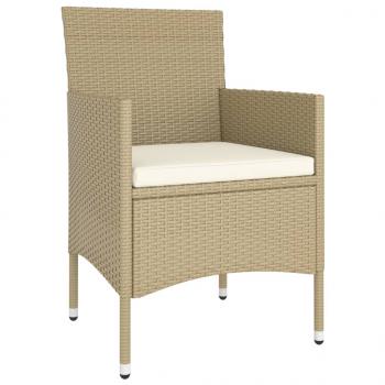 5-tlg. Garten-Bistro-Set Poly Rattan und Hartglas Beige