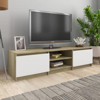 ARDEBO.de - TV-Schrank Weiß und Sonoma-Eiche 140x40x35,5 cm Holzwerkstoff