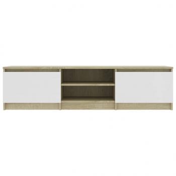 TV-Schrank Weiß und Sonoma-Eiche 140x40x35,5 cm Holzwerkstoff