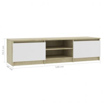 TV-Schrank Weiß und Sonoma-Eiche 140x40x35,5 cm Holzwerkstoff