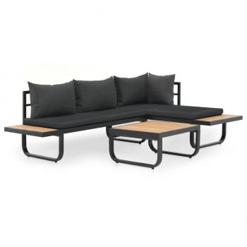 ARDEBO.de - 2-tlg. Garten-Ecksofa-Set mit Auflagen Aluminium WPC