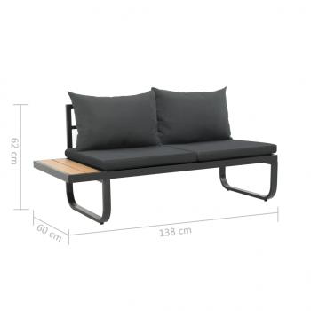 2-tlg. Garten-Ecksofa-Set mit Auflagen Aluminium WPC