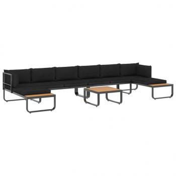 5-tlg. Garten-Ecksofa-Set mit Auflagen Aluminium und WPC