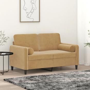 ARDEBO.de - 2-Sitzer-Sofa mit Zierkissen Braun 120 cm Samt