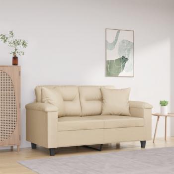 ARDEBO.de - 2-Sitzer-Sofa mit Kissen Creme 120 cm Mikrofasergewebe