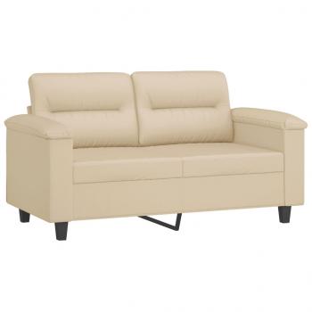 2-Sitzer-Sofa mit Kissen Creme 120 cm Mikrofasergewebe