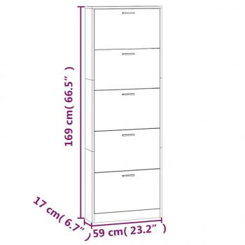 Schuhschrank Räuchereiche 59x17x169 cm Holzwerkstoff