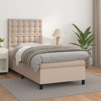 ARDEBO.de - Boxspringbett mit Matratze Cappuccino-Braun 80x200cm Kunstleder