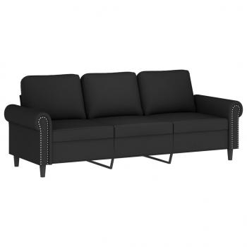 3-Sitzer-Sofa mit Zierkissen Schwarz 180 cm Samt