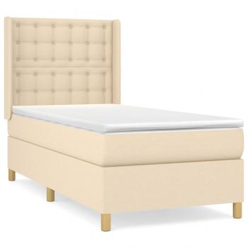 ARDEBO.de - Boxspringbett mit Matratze Creme 80x200 cm Stoff