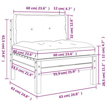 Gartensofa ohne Armlehnen mit Kissen Kiefernholz