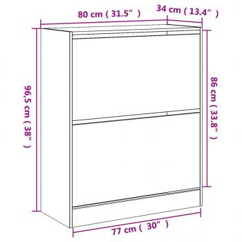 Schuhschrank Braun Eichen-Optik 80x34x96,5 cm Holzwerkstoff