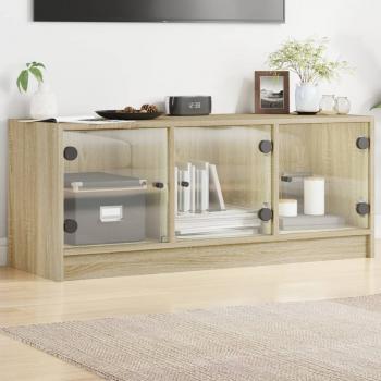 ARDEBO.de - TV-Schrank mit Glastüren Sonoma-Eiche 102x37x42 cm