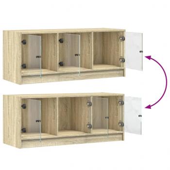 TV-Schrank mit Glastüren Sonoma-Eiche 102x37x42 cm