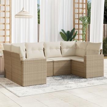 ARDEBO.de - 6-tlg. Garten-Sofagarnitur mit Kissen Beige Poly Rattan