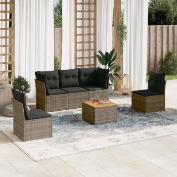 ARDEBO.de - 6-tlg. Garten-Sofagarnitur mit Kissen Grau Poly Rattan