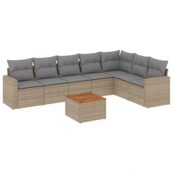 8-tlg. Garten-Sofagarnitur mit Kissen Beige Poly Rattan