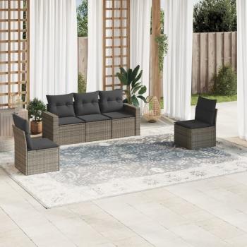 ARDEBO.de - 5-tlg. Garten-Sofagarnitur mit Kissen Grau Poly Rattan