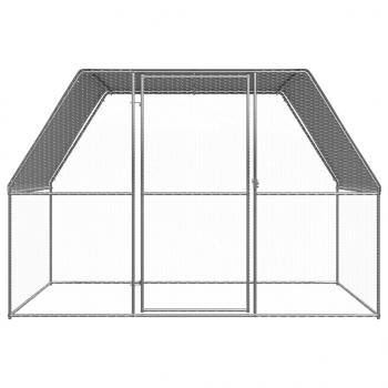 Hühnerkäfig Silbern und Grau 3x2x2 m Verzinkter Stahl