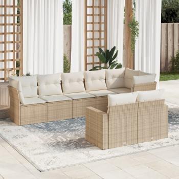 ARDEBO.de - 8-tlg. Garten-Sofagarnitur mit Kissen Beige Poly Rattan