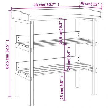 Pflanztisch mit Ablagen Braun 78x38x82,5 cm Massivholz Tanne