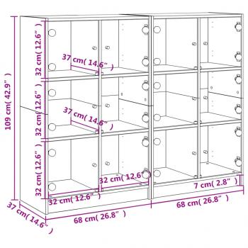 Bücherregal mit Türen Sonoma-Eiche 136x37x109 cm Holzwerkstoff