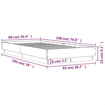 Bettgestell Räuchereiche 90x190 cm Holzwerkstoff