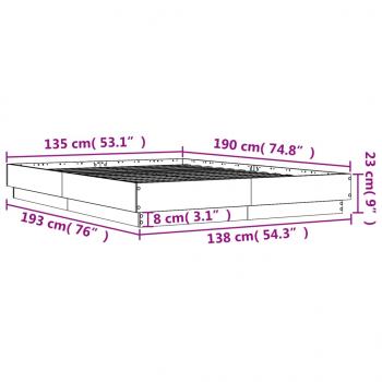 Bettgestell Betongrau 135x190 cm Holzwerkstoff