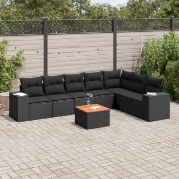 ARDEBO.de - 8-tlg. Garten-Sofagarnitur mit Kissen Schwarz Poly Rattan