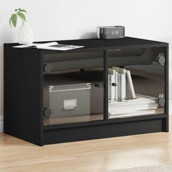 ARDEBO.de - TV-Schrank mit Glastüren Schwarz 68x37x42 cm