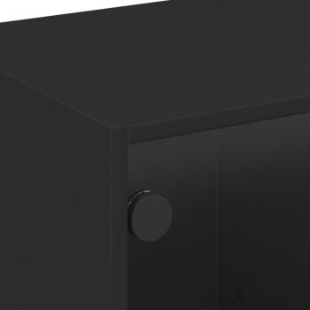 TV-Schrank mit Glastüren Schwarz 68x37x42 cm