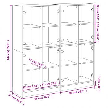 Bücherschrank mit Türen Sonoma-Eiche 136x37x142cm Holzwerkstoff