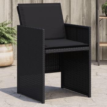 ARDEBO.de - Gartenstühle mit Kissen 4 Stk. Schwarz Poly Rattan