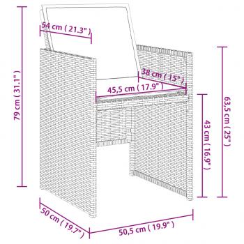 Gartenstühle mit Kissen 4 Stk. Schwarz Poly Rattan