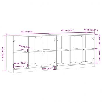 Bücherschrank mit Türen Weiß 204x37x75 cm Holzwerkstoff